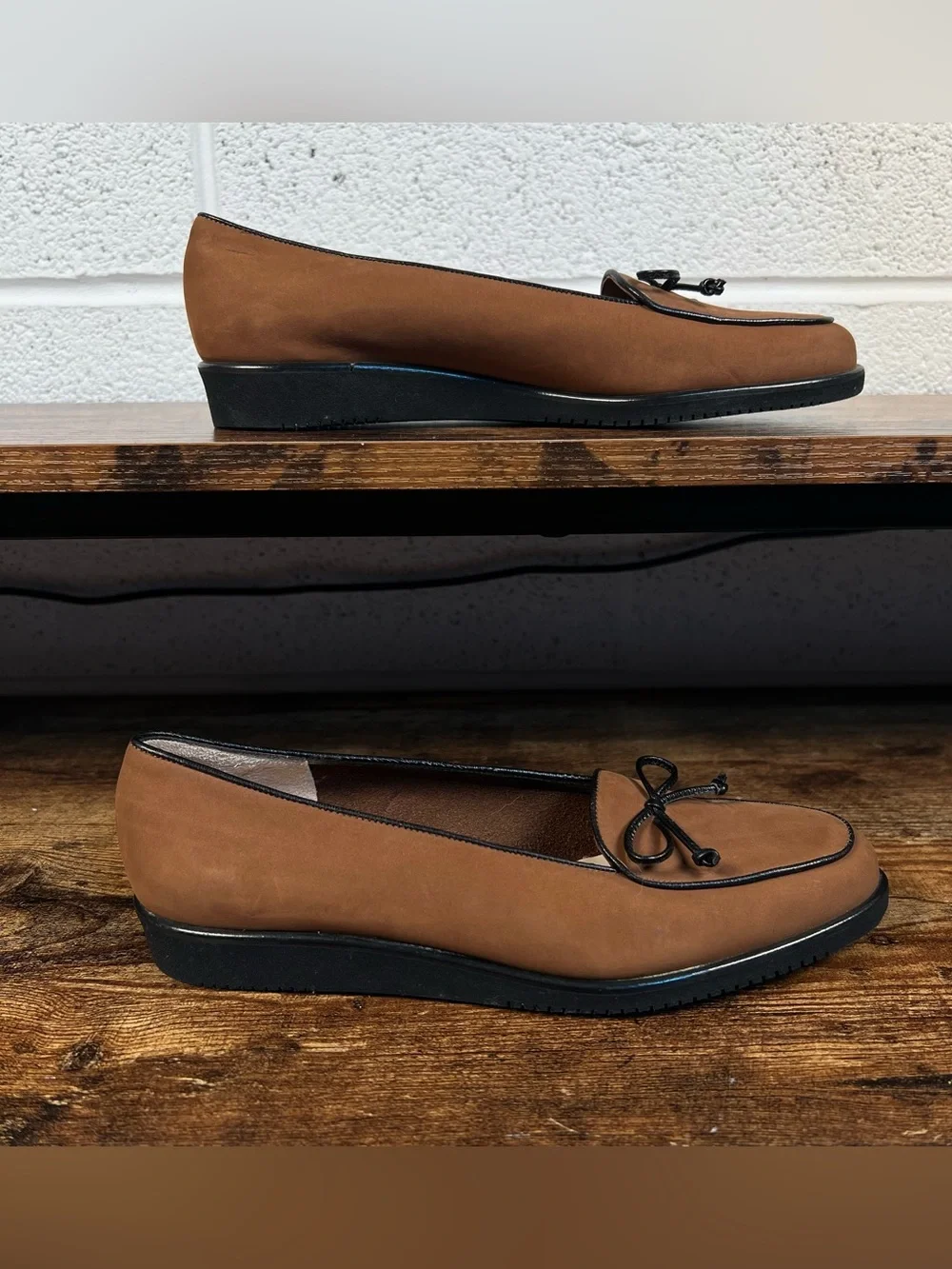 Salvatore Ferragamo Loafers Brown Black‎ Trim Big Girl Kids 4.5